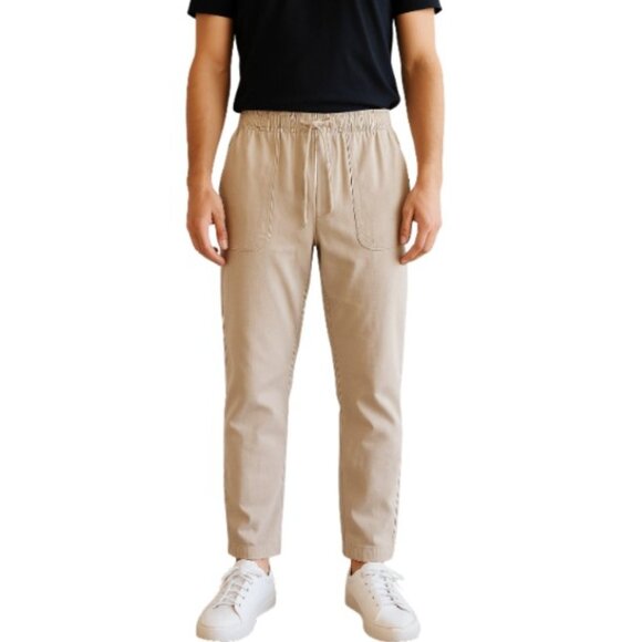 Castro Other - Men’s Beige Drawstring Tapered Chino Casual Smart Trouser Size Medium NWOT